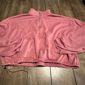 90 Degree Grey Half Zip Crop Oversized Workout Athletic Sweatshirt Large